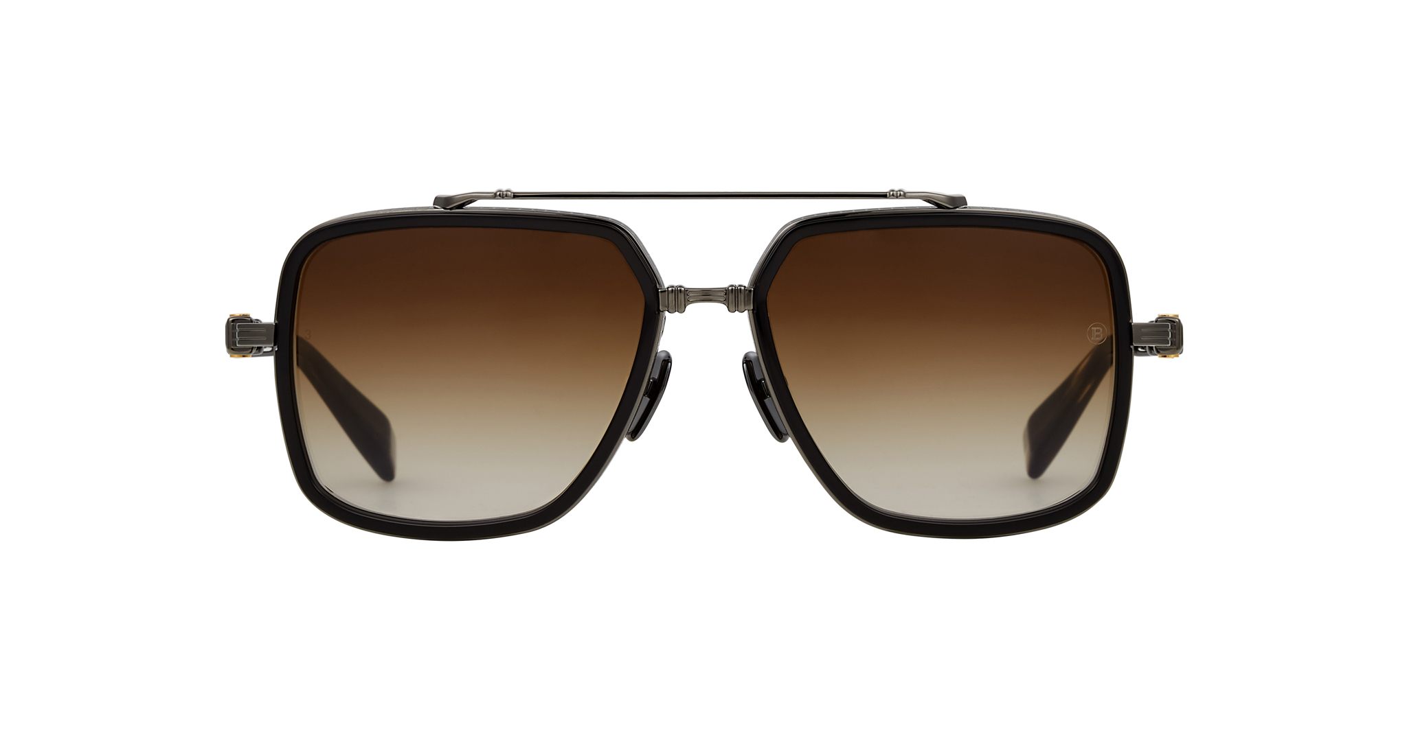 Balmain Officer in Black Rhodium and Dark Brown Swirl BPS-108C-58