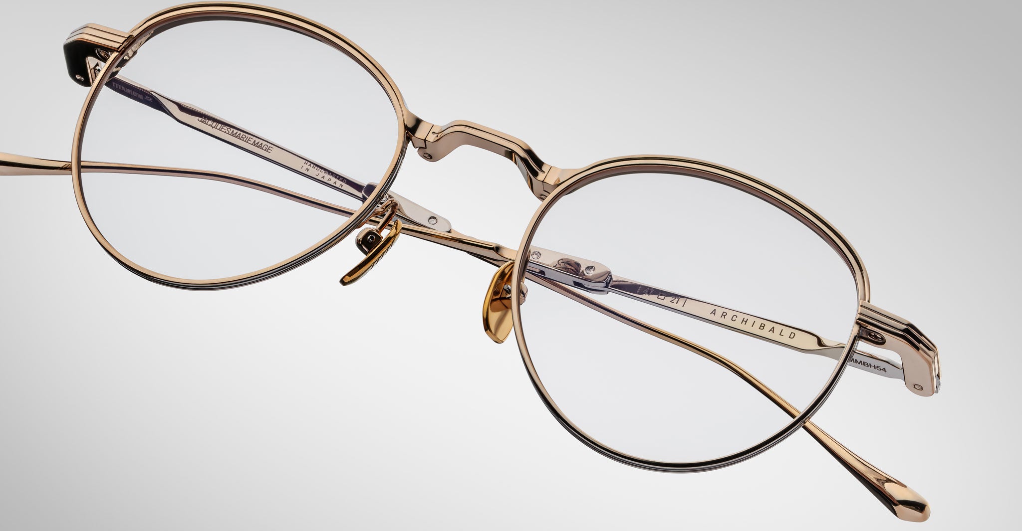 Detailed view of the front of the Jacques Marie Mage Archibald Optical Glasses in Altan Colorway