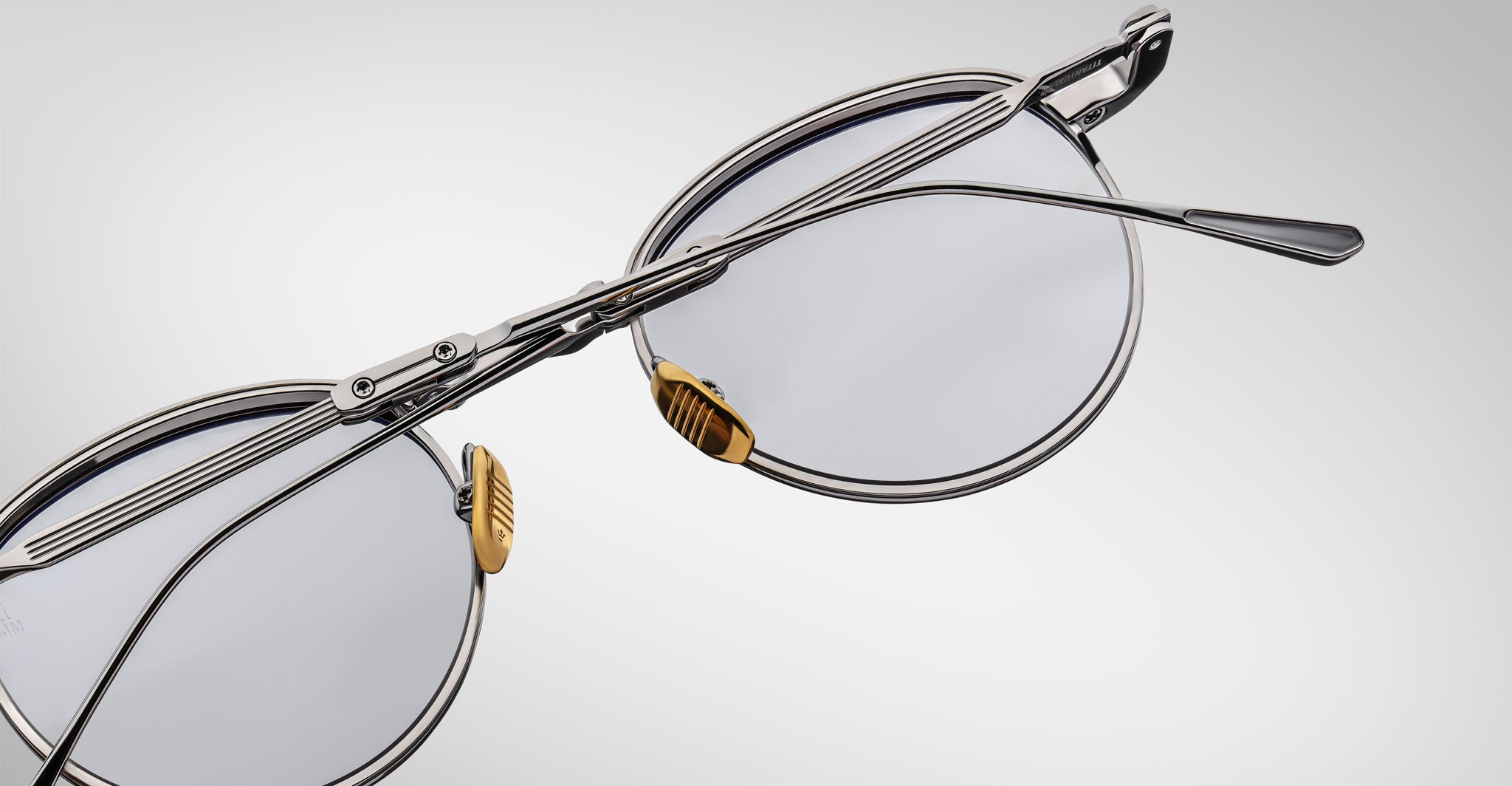 Detailed view of the back of the Jacques Marie Mage Archibald Sunglass in Silver Colorway
