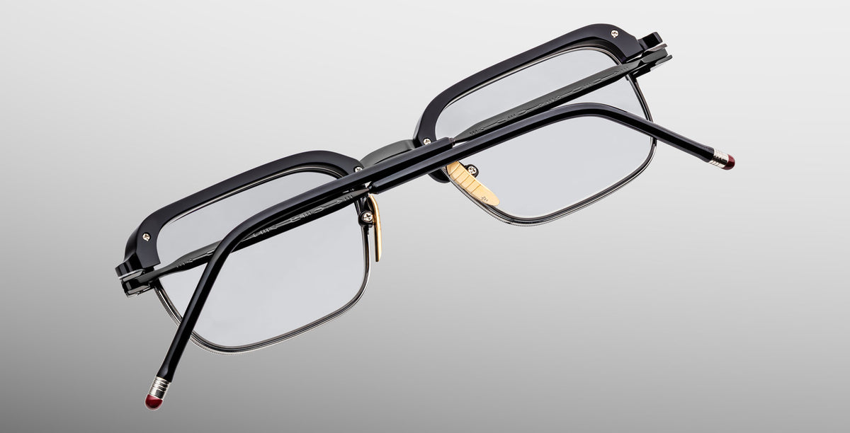 Jacques Marie Mage Comanche in Corbeau eyeglasses, black rectangular frame with clear lenses, sturdy temples, and nose pads; front view.