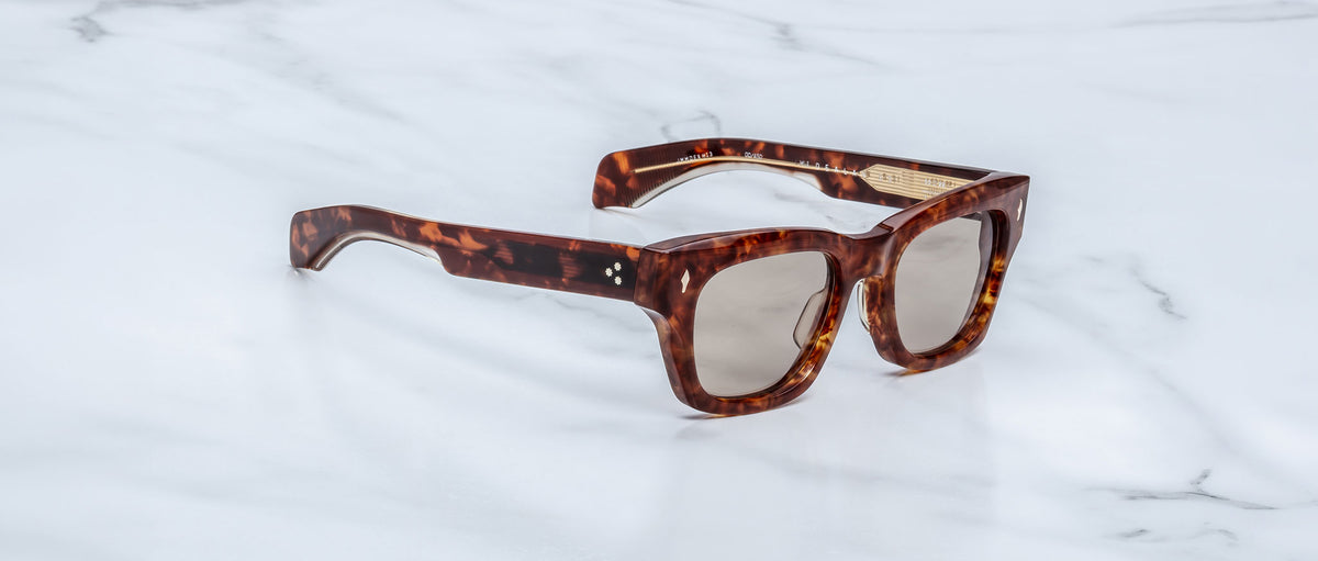 Jacques Marie Mage Dealan 53 tortoiseshell sunglasses with thick frames, shown from the front.