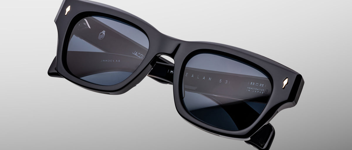 Jacques Marie Mage Dealan 53 black rectangular sunglasses with UV-protected dark lenses, front view.
