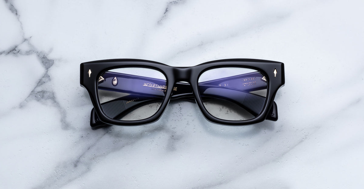 Jacques Marie Mage Dealan 53 eyeglasses with clear lenses, top view.