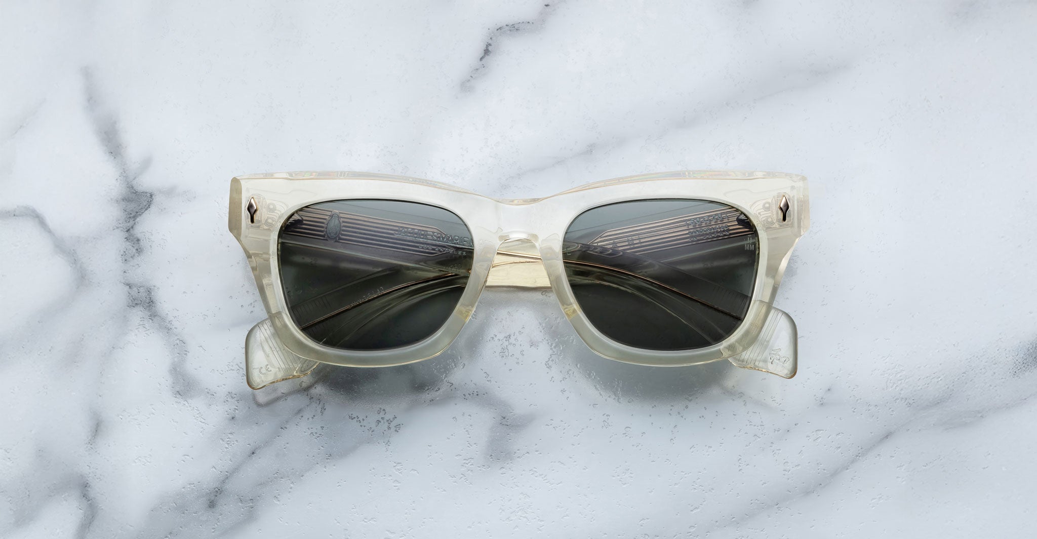 Jacques Marie Mage Dealan square-frame sunglasses with UV protection, top view.
