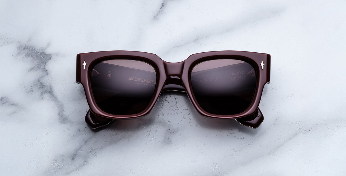 Jacques Marie Mage Enzo sunglasses, square tortoiseshell frames with dark lenses, front angle view.