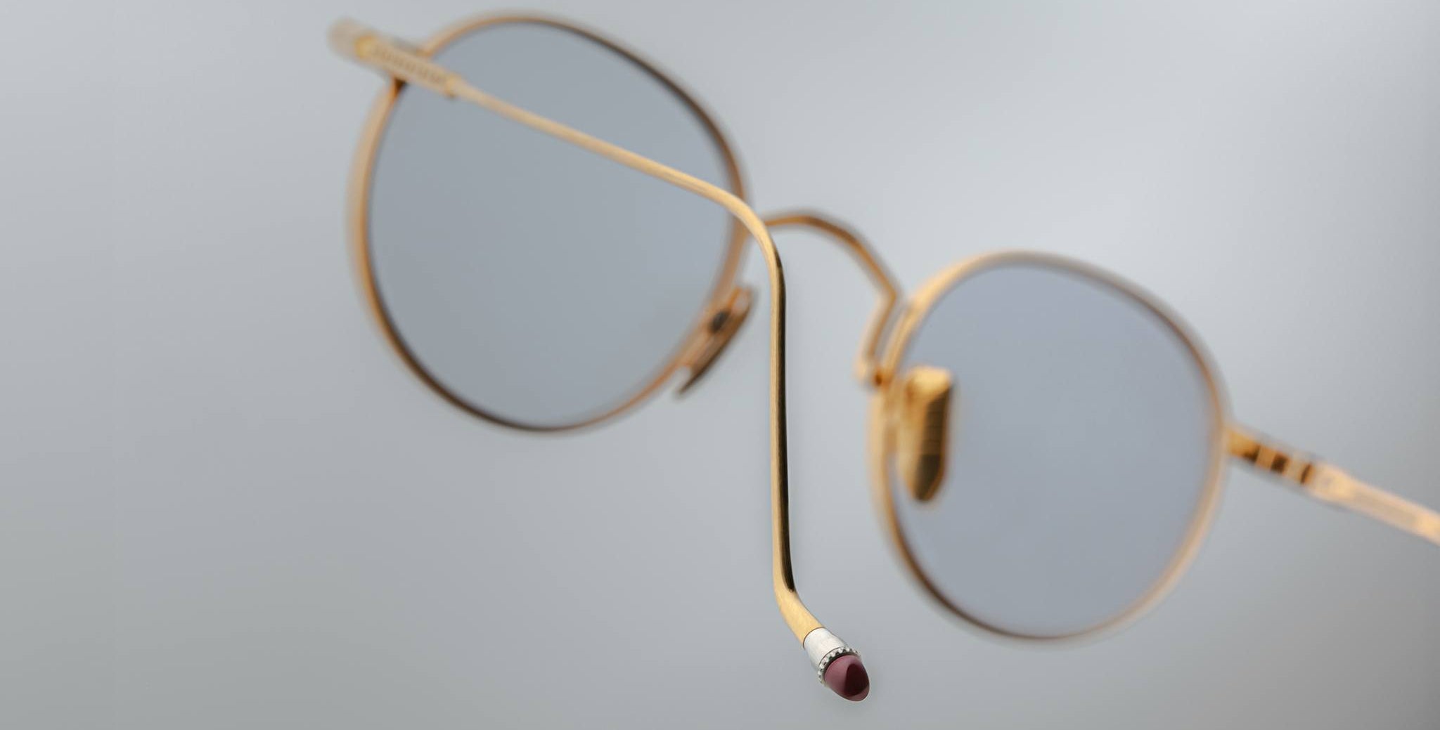 Close-up of Jacques Marie Mage Full Metal Jacket eyeglasses focusing on the temple tips.