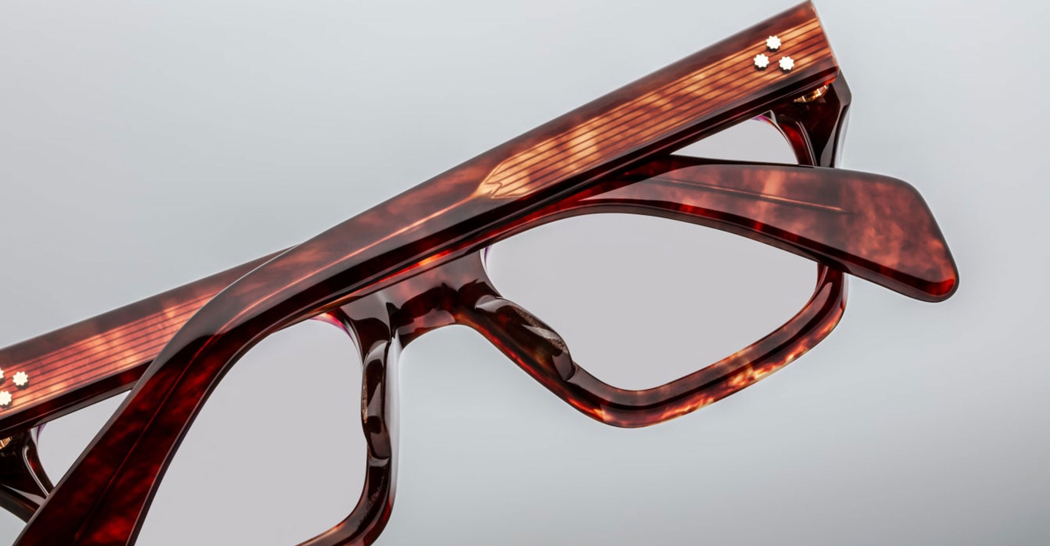 Detailed Back of Jacques Marie Mage Ichikawa Optical Frame in Color Breccia