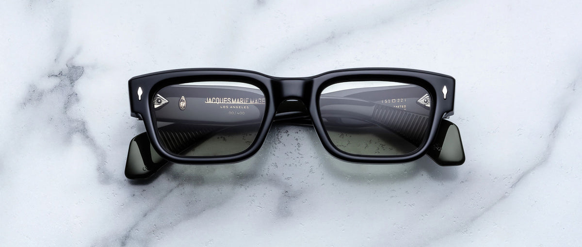Jacques Marie Mage Jeff in Cobra rectangular sunglasses in black with silver hardware