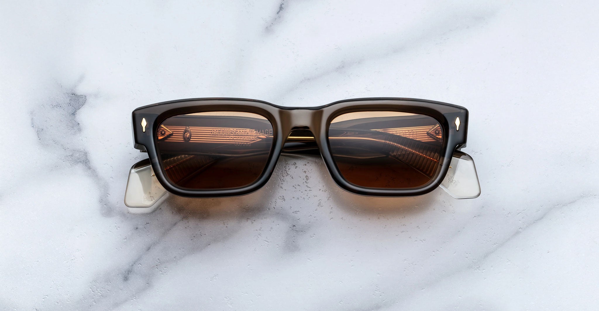 Jacques Marie Mage Jeff in London rectangular brown acetate sunglasses
