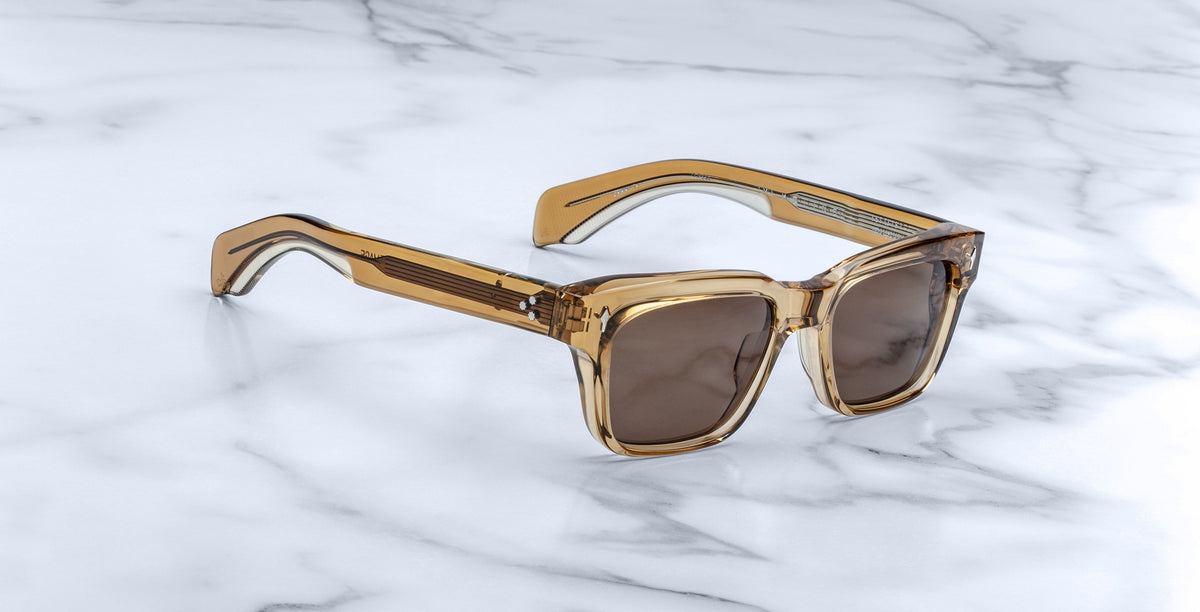Jacques Marie Mage Molino square sunglasses with tinted lenses, top view showing frame and lenses.