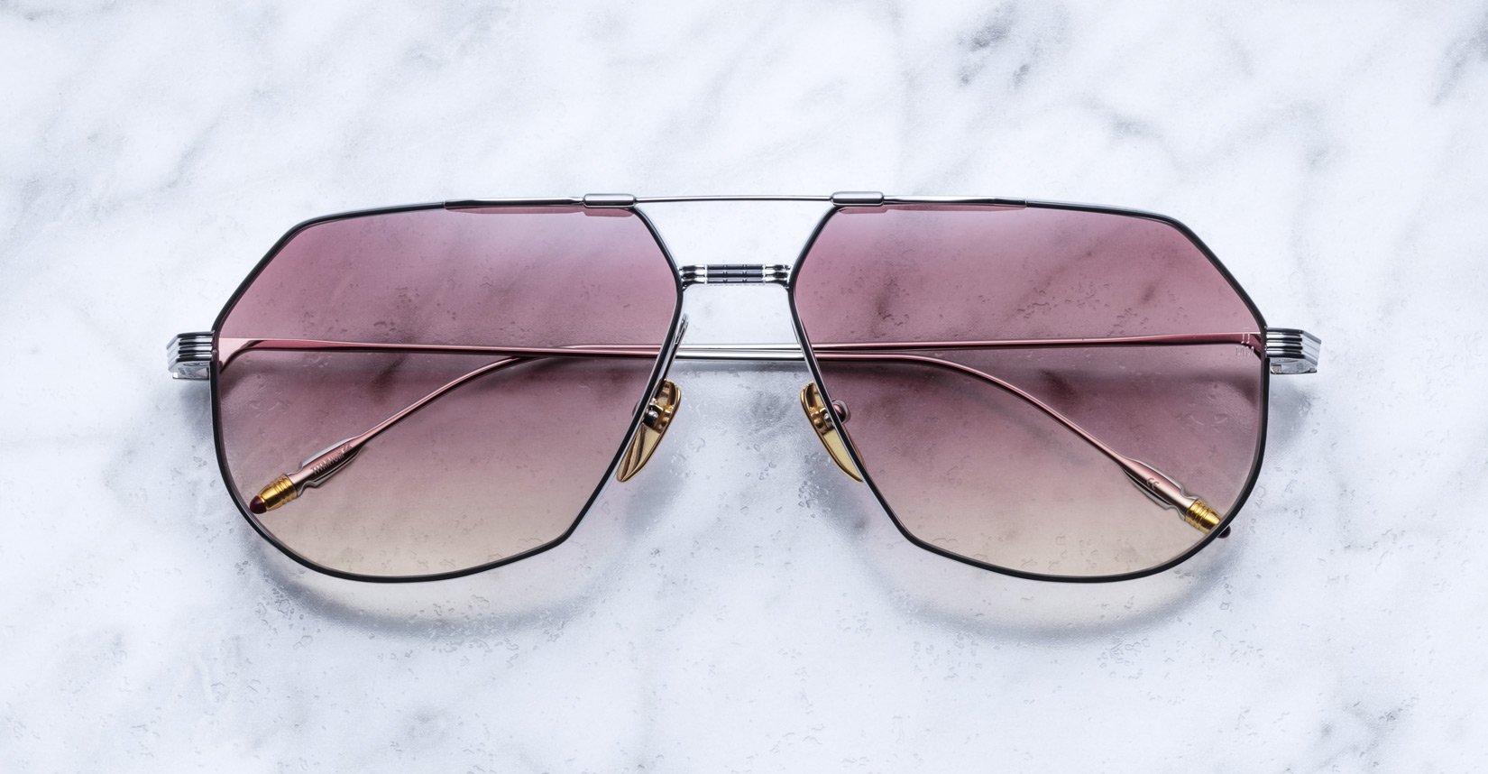 Jacques Marie Mage Reynold style sunglasses in Silver Fox colorway