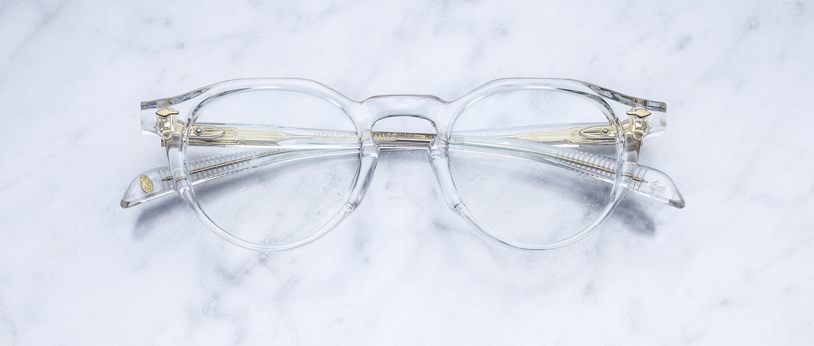 Jacques Marie Mage Sheridan in Clear, transparent acetate frame with modified Boston lens shape and keyhole bridge