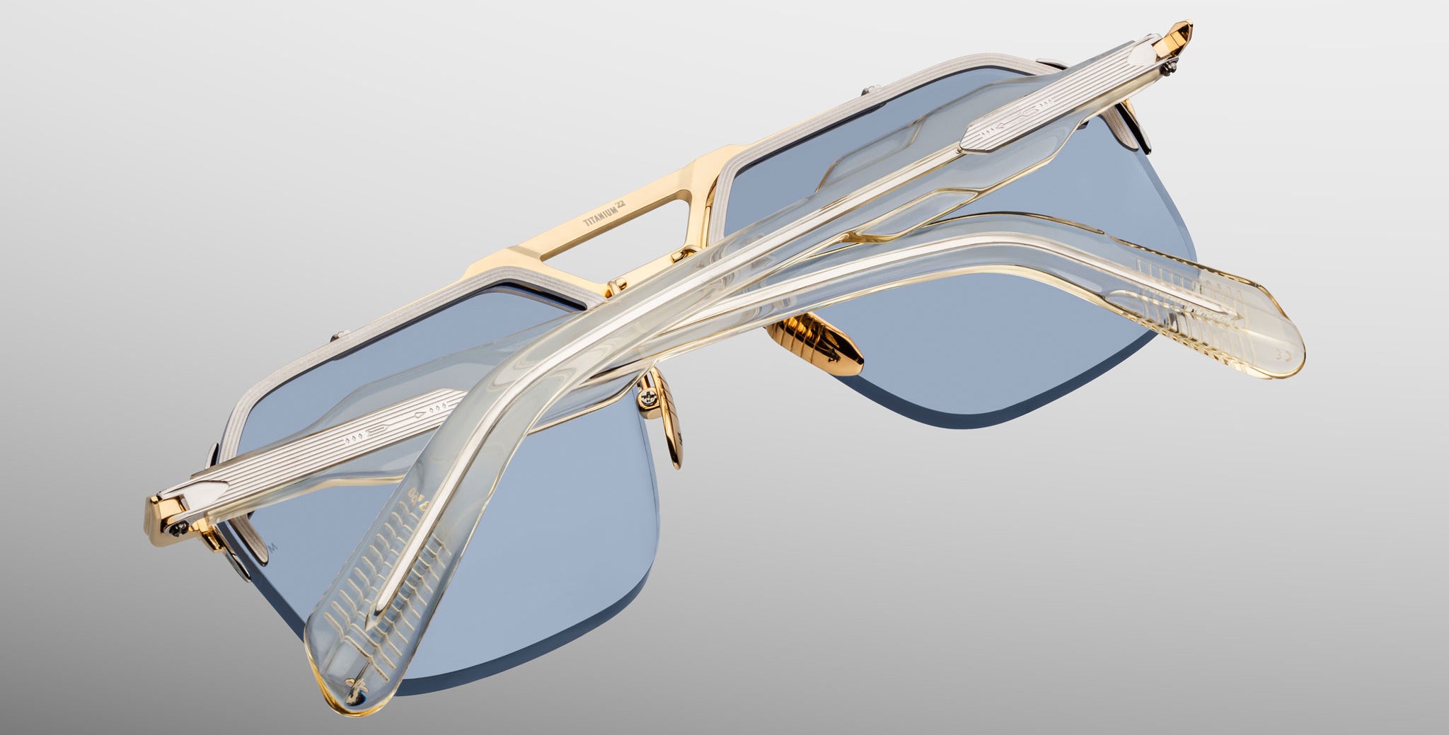 Jacques Marie Mage Silverton sunglass in the Ciel colorway back detail