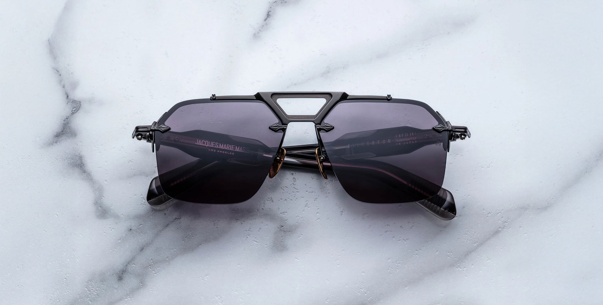 Jacques Marie Mage Silverton sunglass in the Raven colorway front view