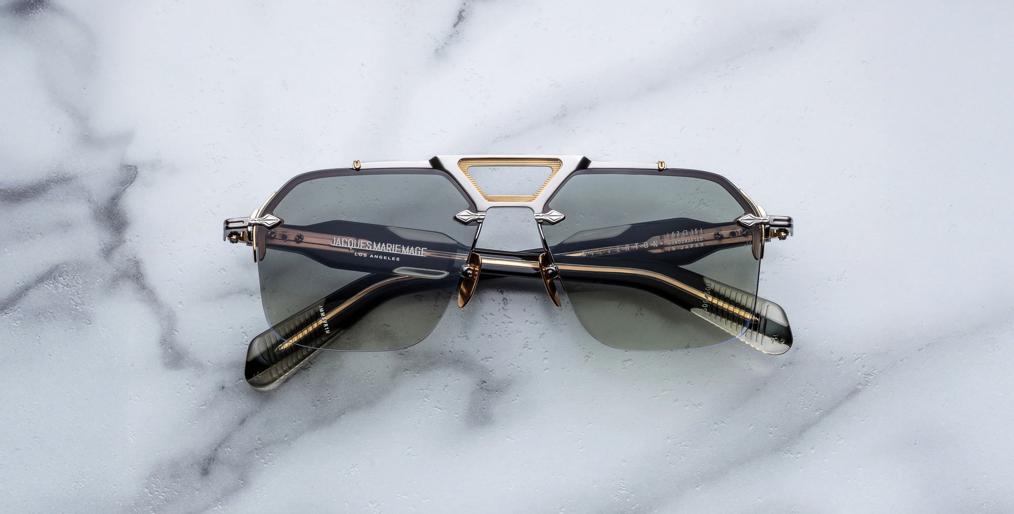 Jacques Marie Mage Silverton sunglass in Viper colorway front view