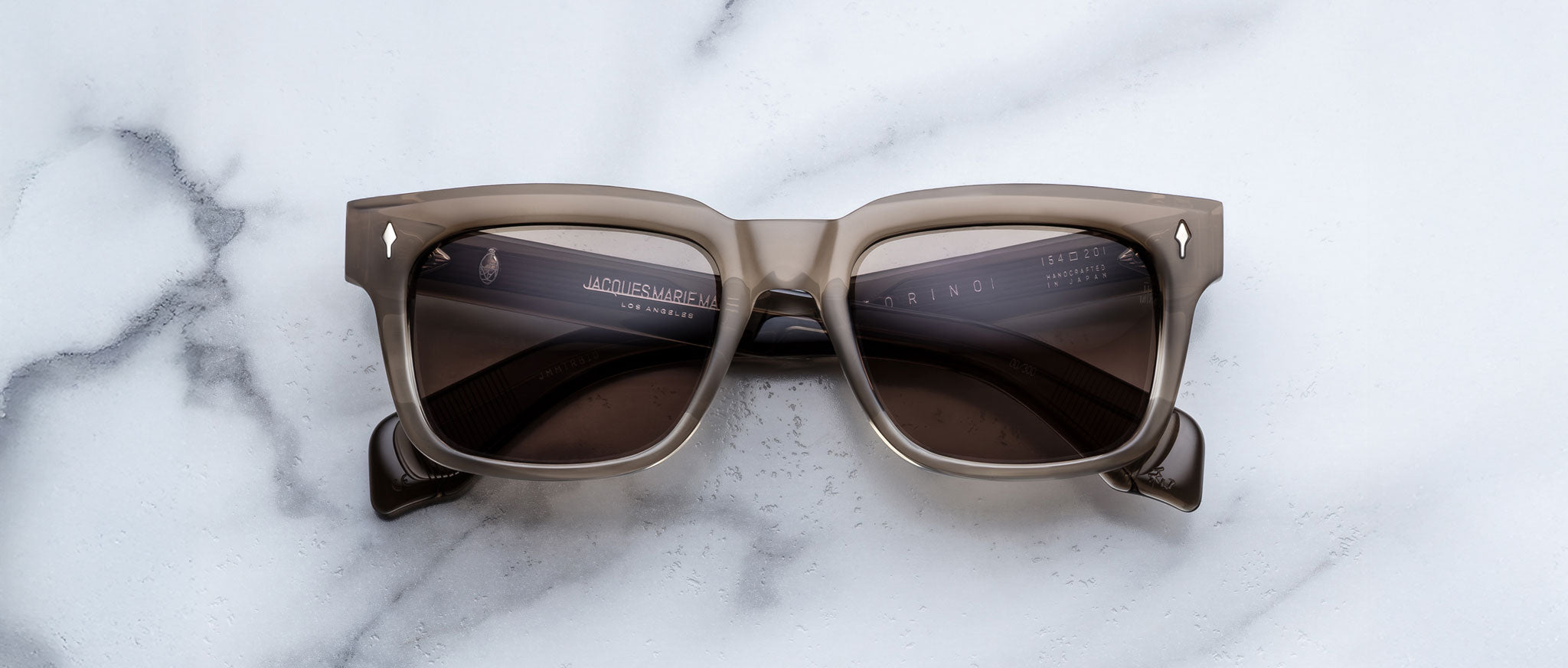 Jacques Marie Mage Torino in Lescot square brown sunglasses with dark lenses, front view, modern silhouette.