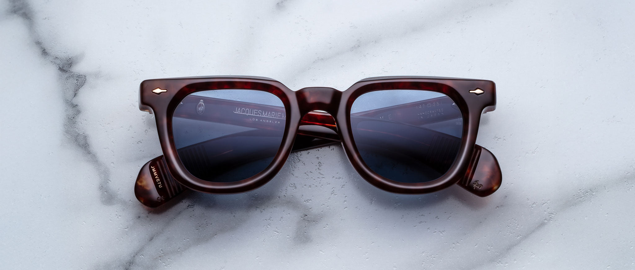 Jacques Marie Mage Vendome brown square sunglasses with UV protection, front view.