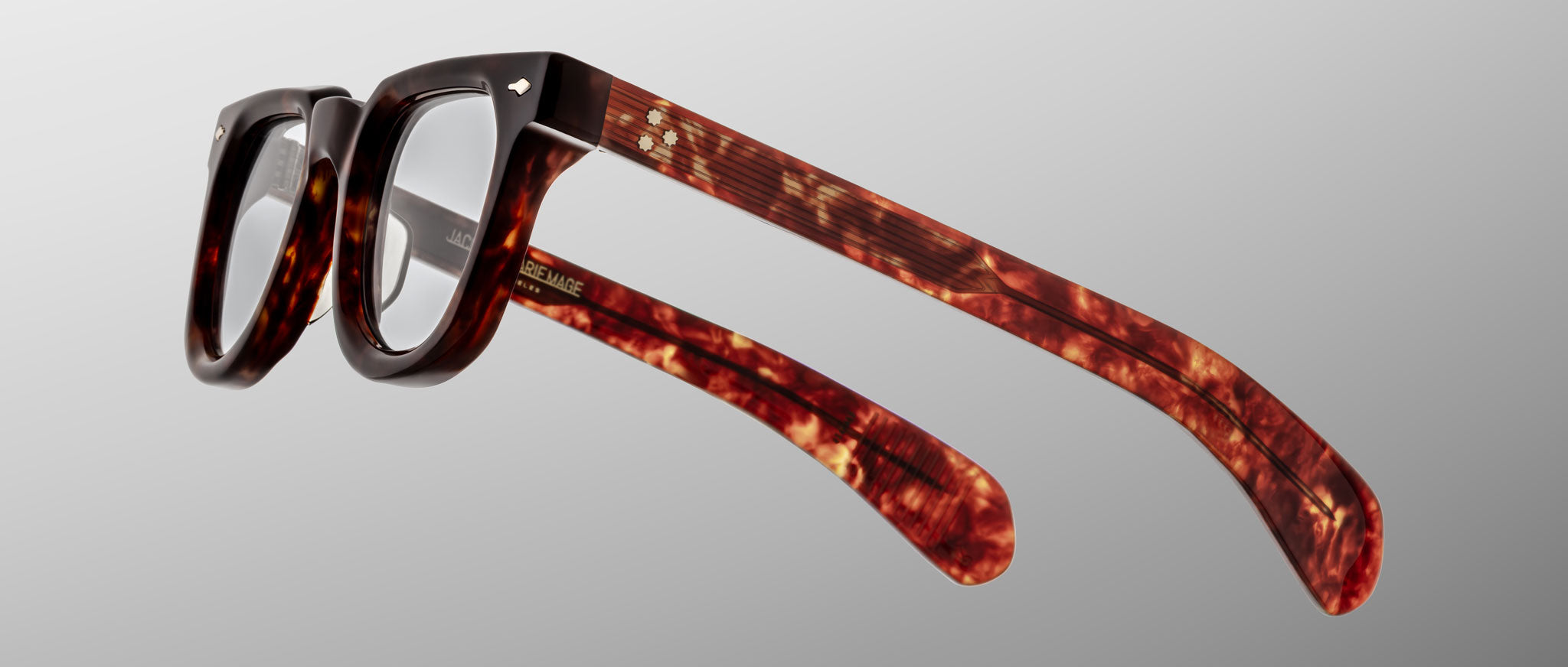 Jacques Marie Mage Vendome eyeglasses with thick brown tortoiseshell rectangular frames, front view.