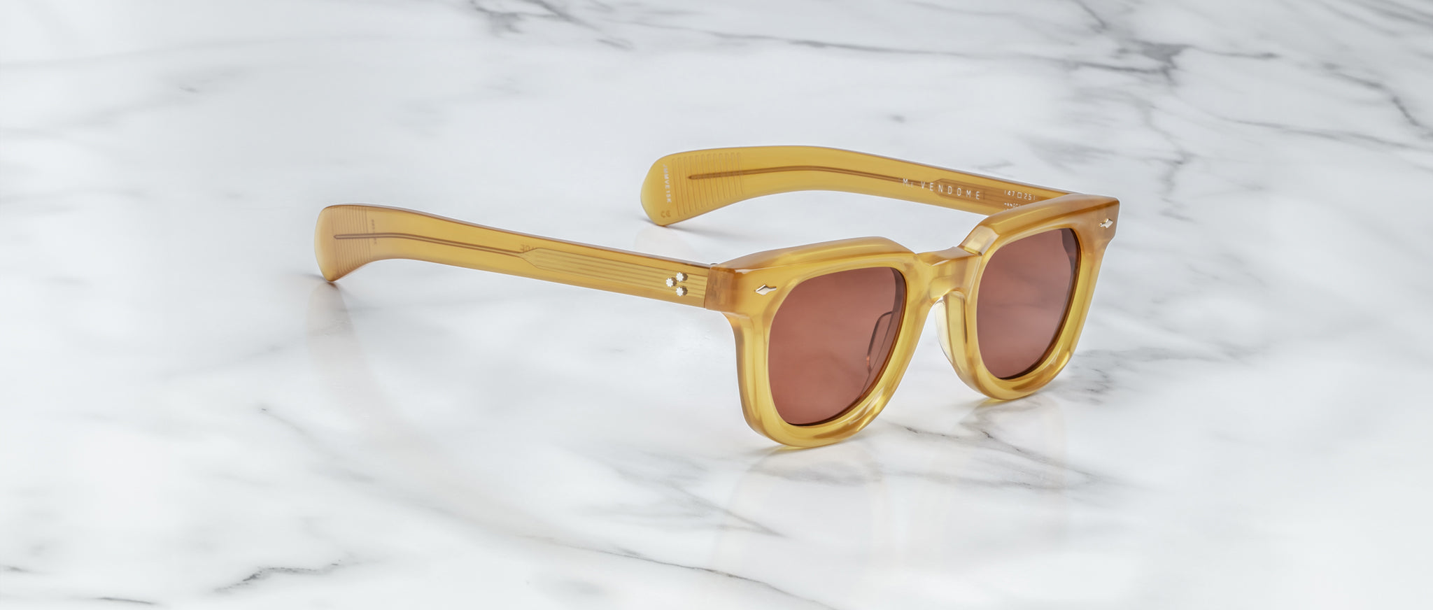Jacques Marie Mage Vendome sunglasses with UV-protection brown lenses, front view showing full frame and lenses.