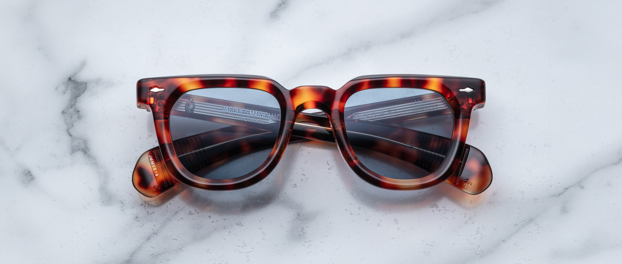 Jacques Marie Mage Vendome cat-eye sunglasses with dark lenses, top view, showing full frame and lens shape.