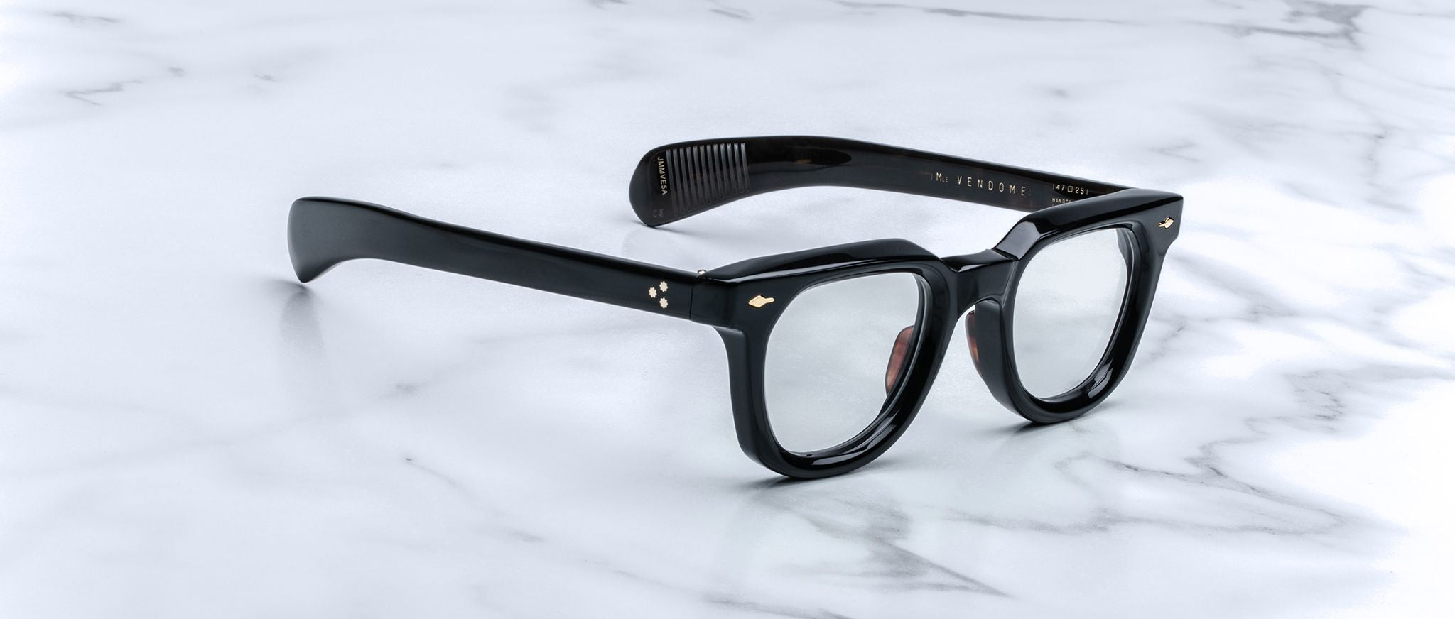 Jacques Marie Mage Vendome eyeglasses with clear lenses, top view, from Jacques Marie Mage.