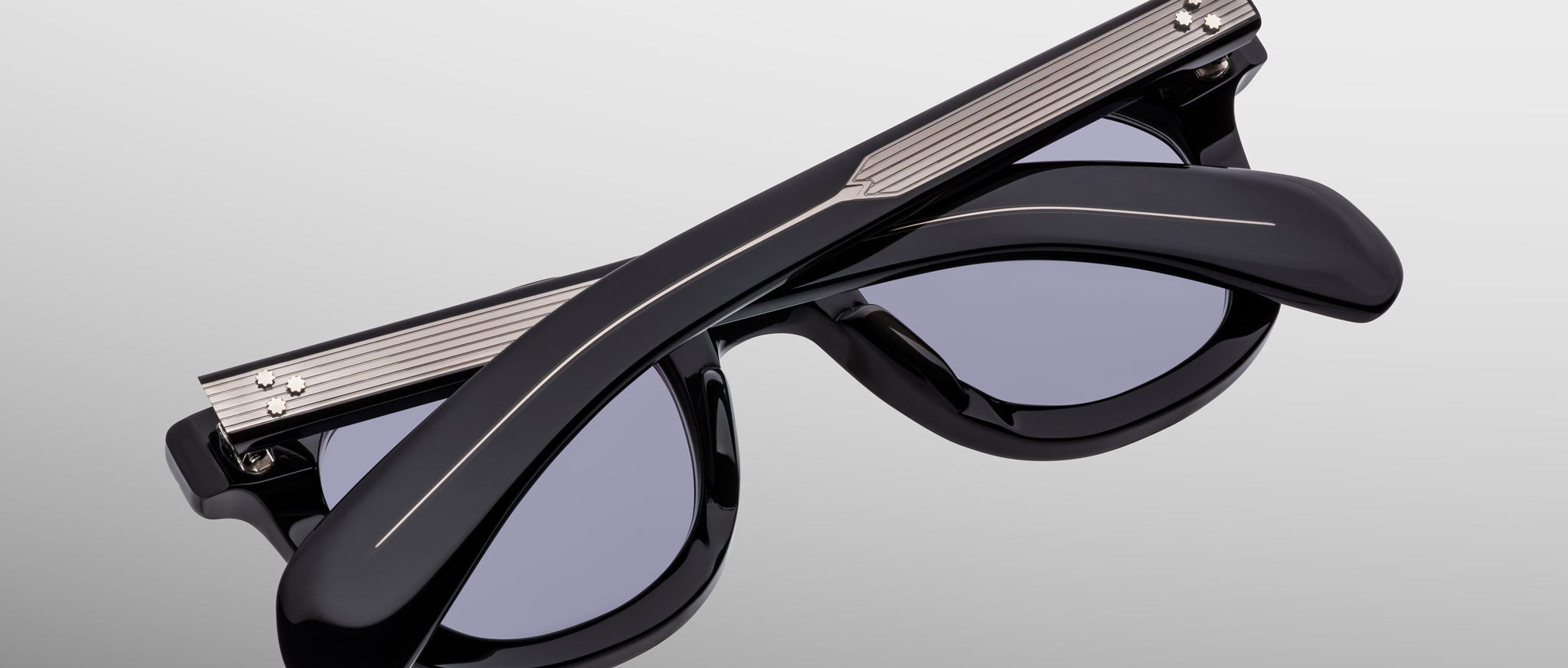 Jacques Marie Mage Vendome sunglasses, folded, with dark lenses; product shown from above.