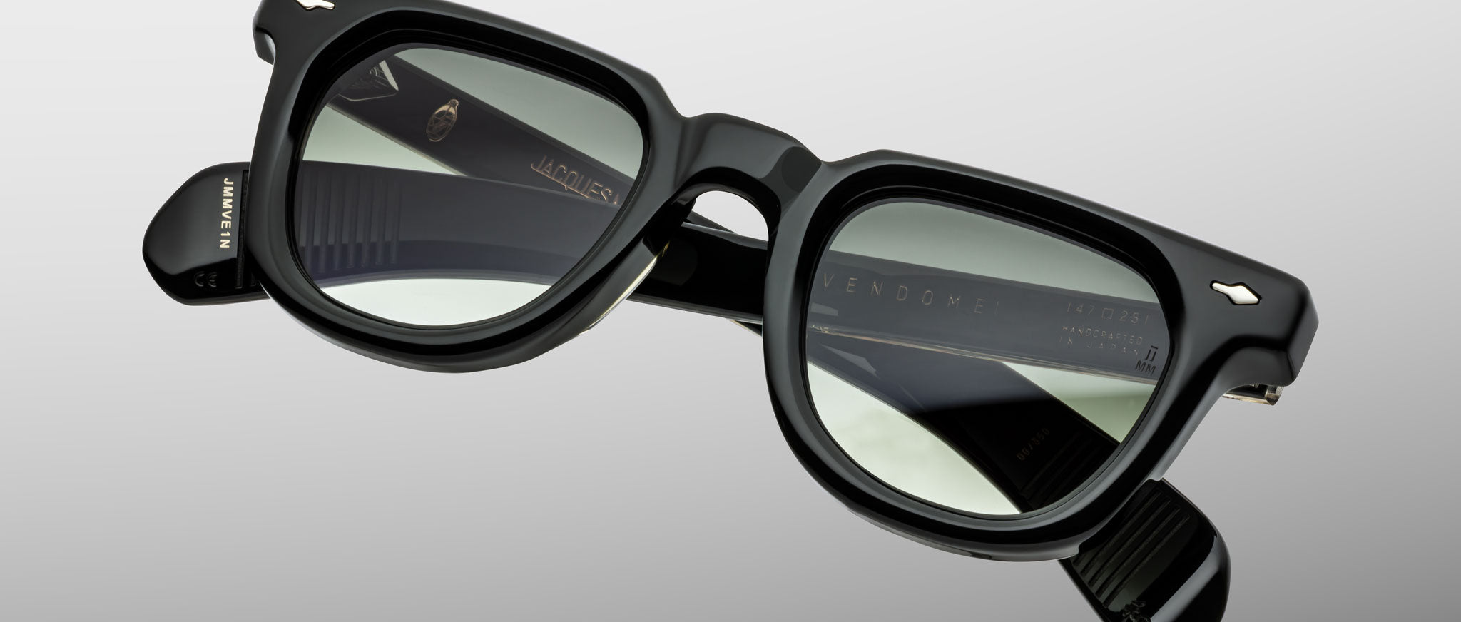Jacques Marie Mage Vendome sunglasses with thick black rectangular frames and dark lenses, shown from the front angle.