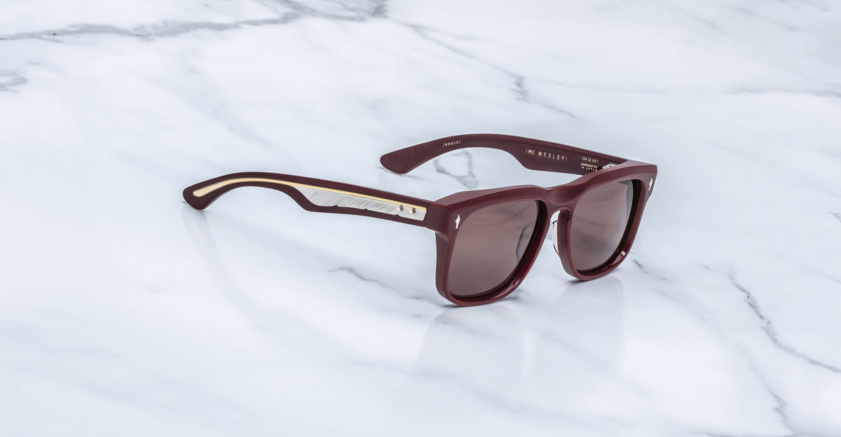 Jacques Marie Mage Wesley sunglasses, gold-detailed arms, front and side view visible.