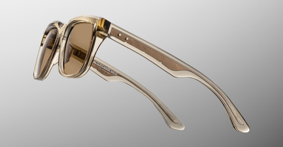 Jacques Marie Mage Wesley sunglasses, translucent beige frame with brown lenses, front-facing view.