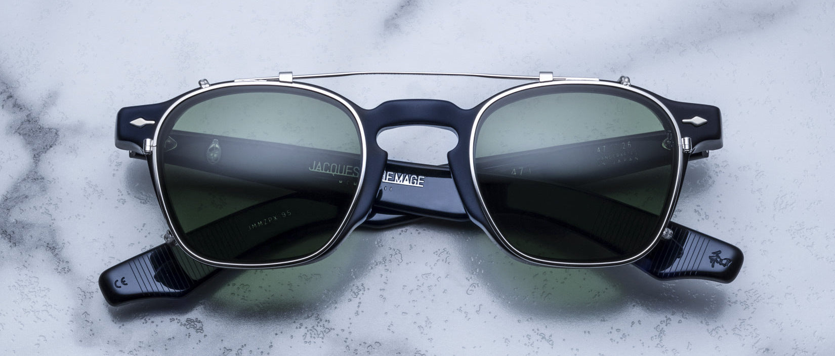 Jacques Marie Mage Zephirin 47 Clip On in Silver/Green JMMZPXC-25