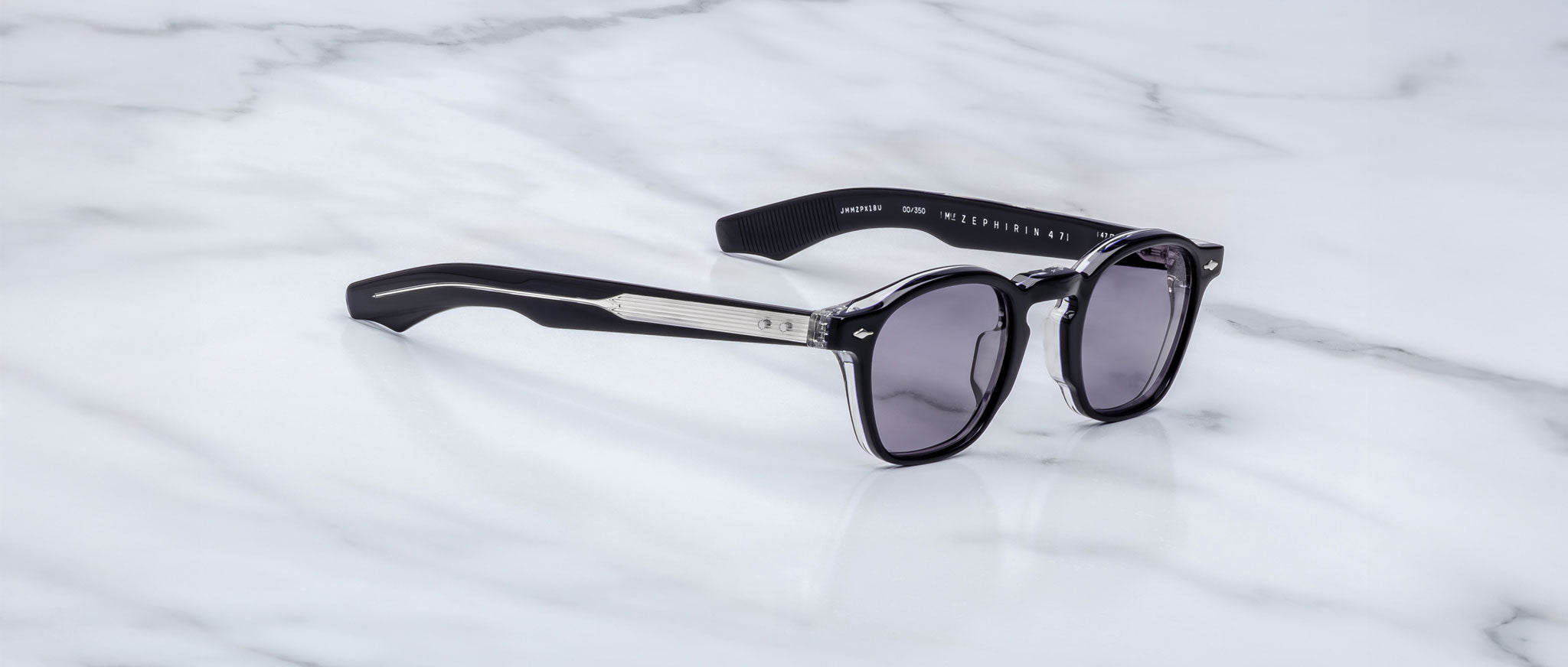 Jacques Marie Mage Zephirin 47 sunglasses with dark lenses shown from above.