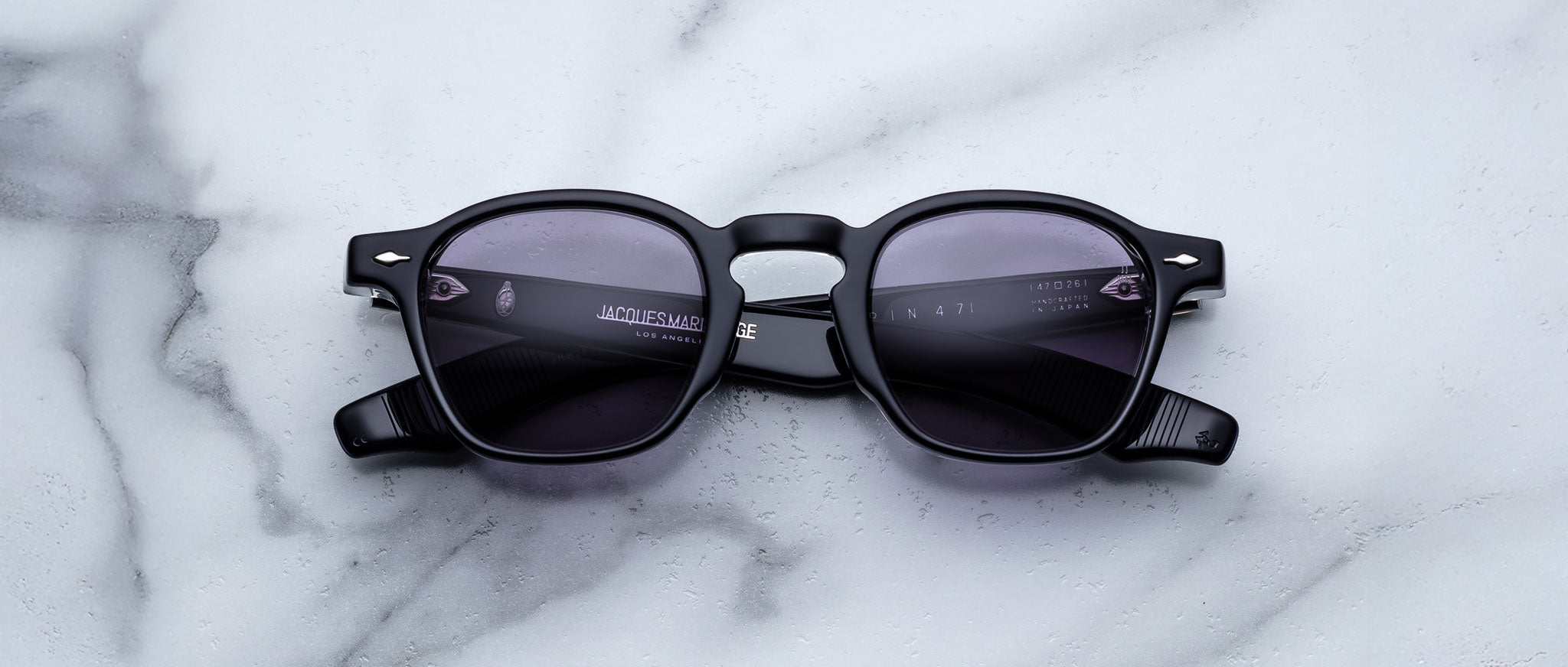 Jacques Marie Mage Zephirin 47 round sunglasses with UV lenses, top view.