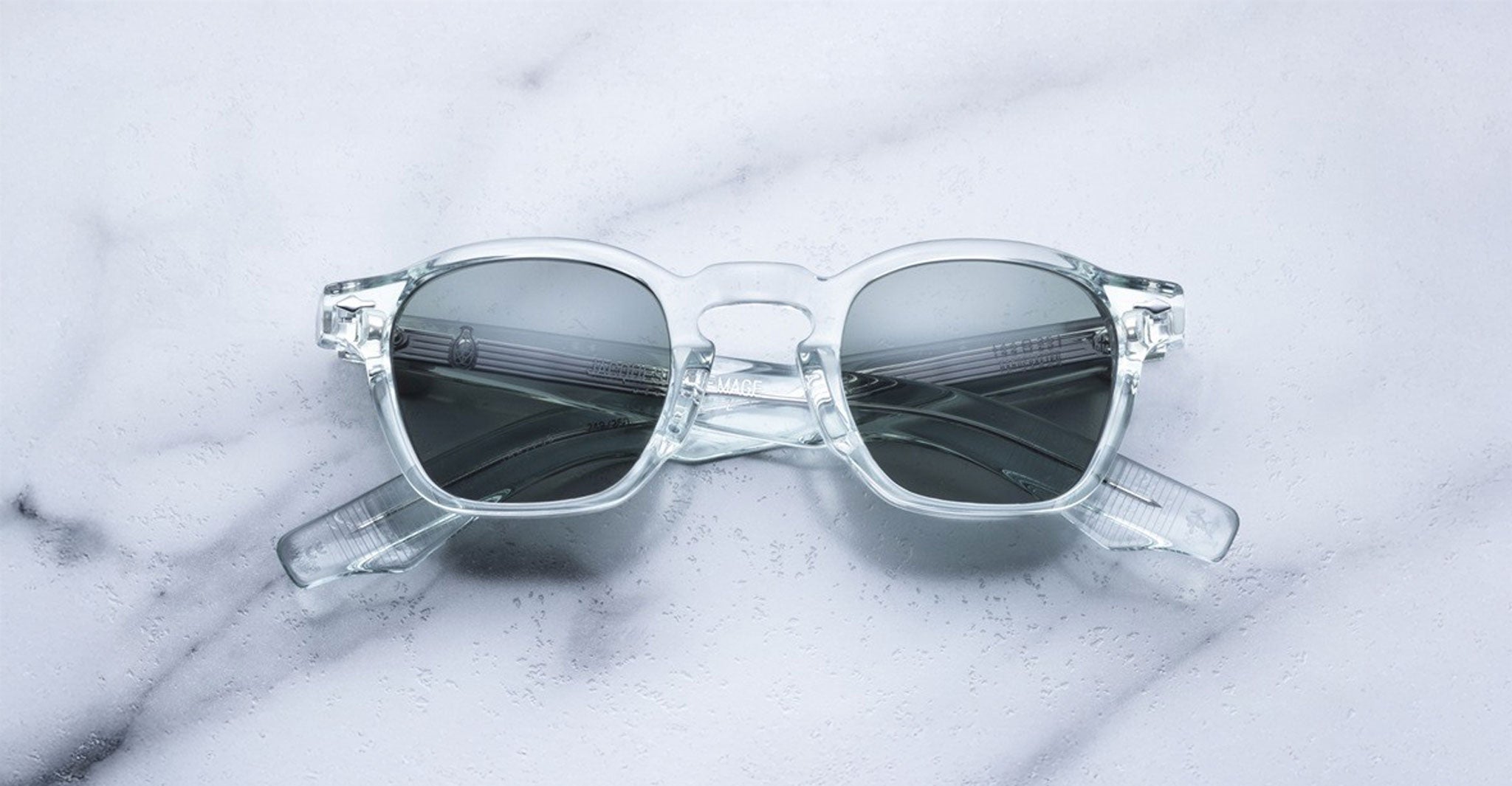 Jacques Marie Mage Zephirin sunglasses with dark lenses, top view, by Jacques Marie Mage.