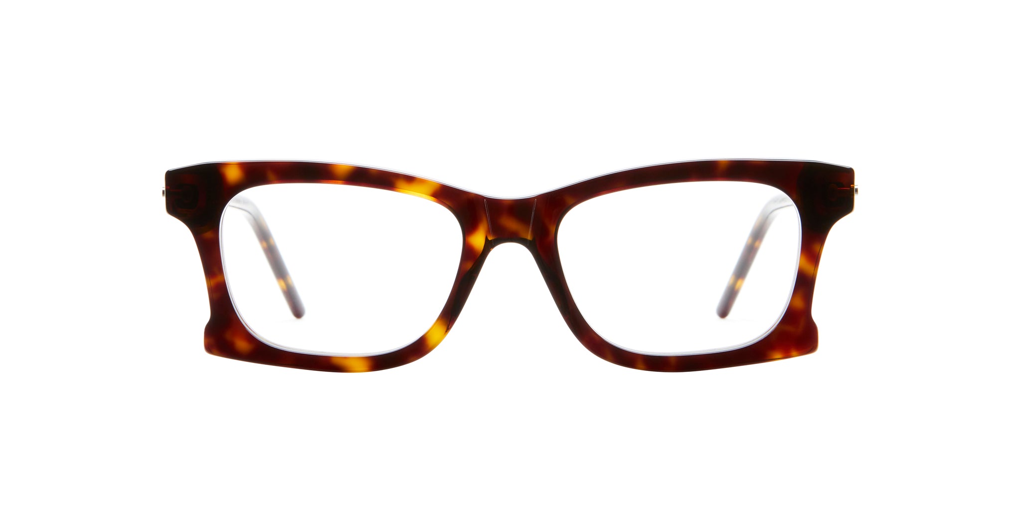 Kuboraum D75 rectangular eyeglasses with thick tortoiseshell frames, displayed front-facing on a white background.