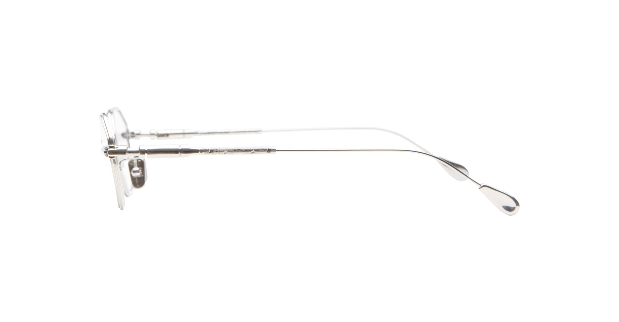 Side view of KUBORAUM Kuboraum H66 eyeglasses with thin metal frame and clear nose pads.