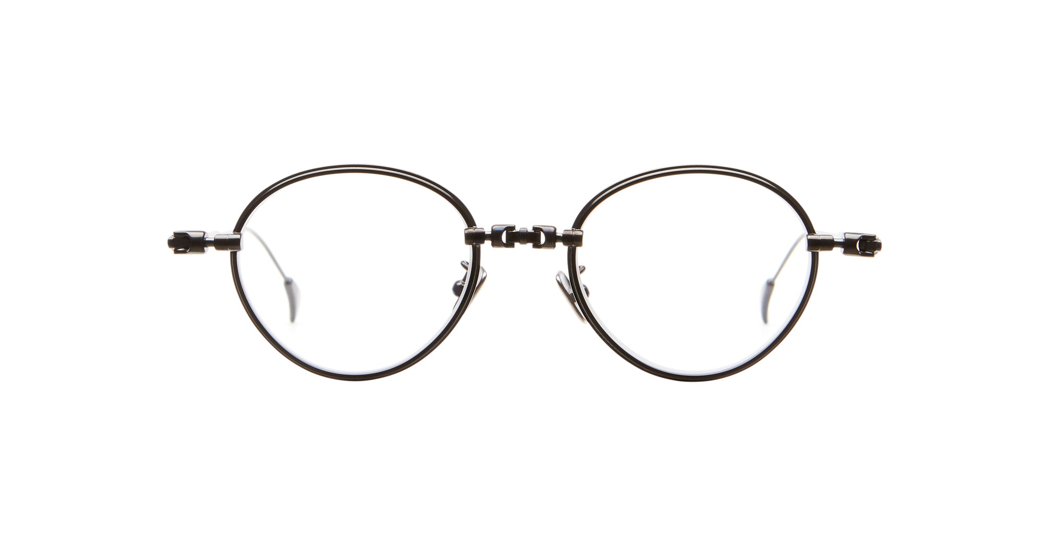 Kuboraum H67 eyeglasses, round black metal frames with a thin minimalist design, front view visible.