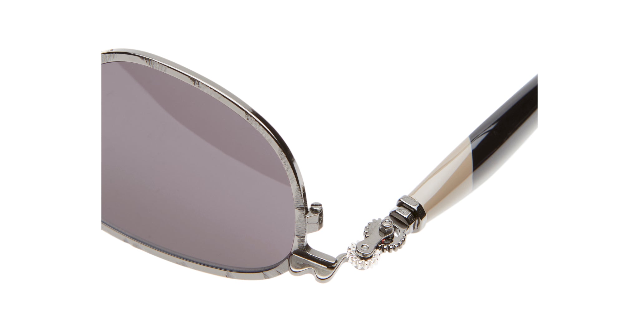 Kuboraum J71 Sunglass in Color RH Gunmetal Hinge Detail Lateral View