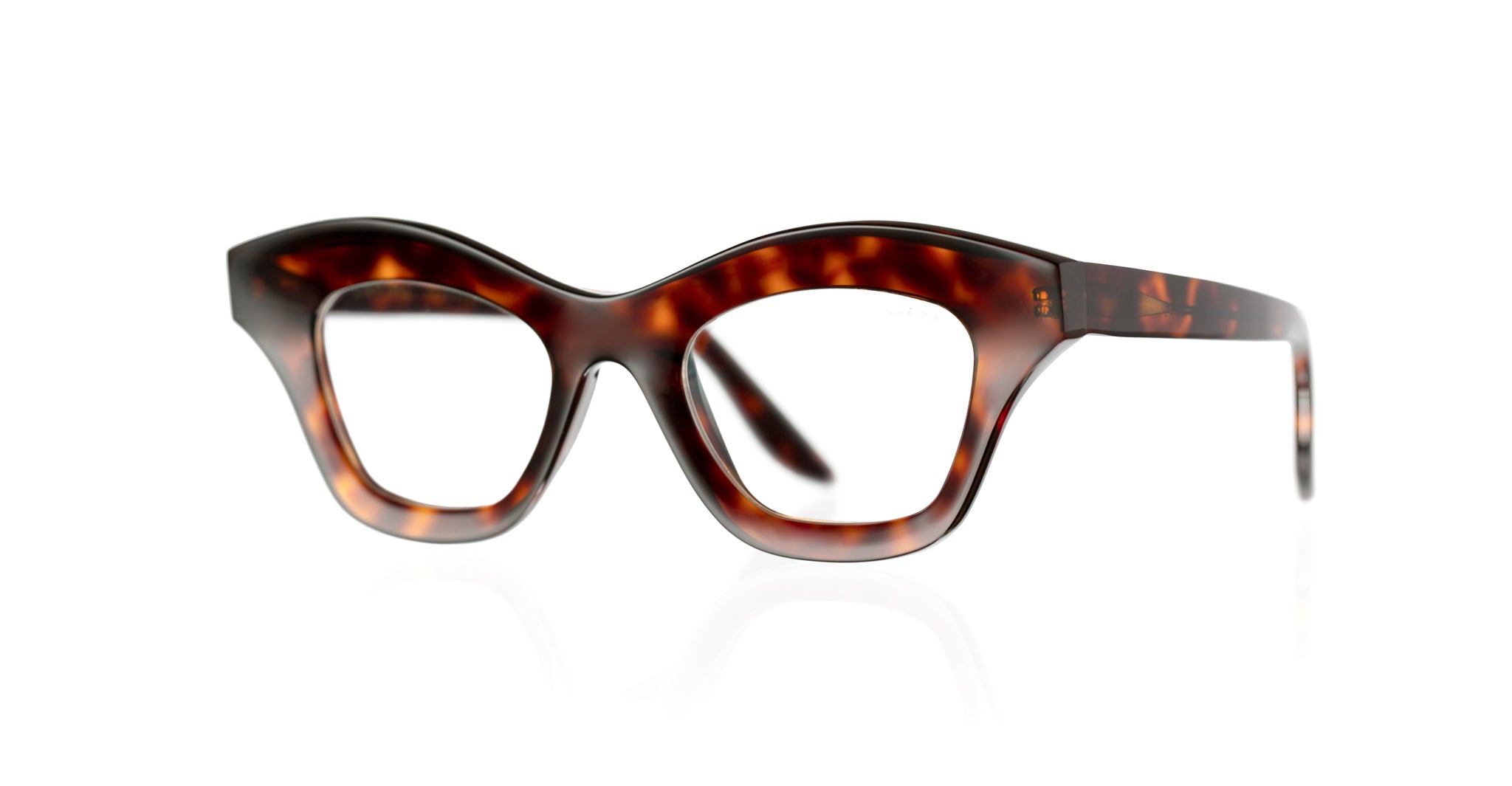 Lapima Tessa Petit eyeglass frames in brown tortoiseshell with thick, rounded edges, shown from a front-facing angle.