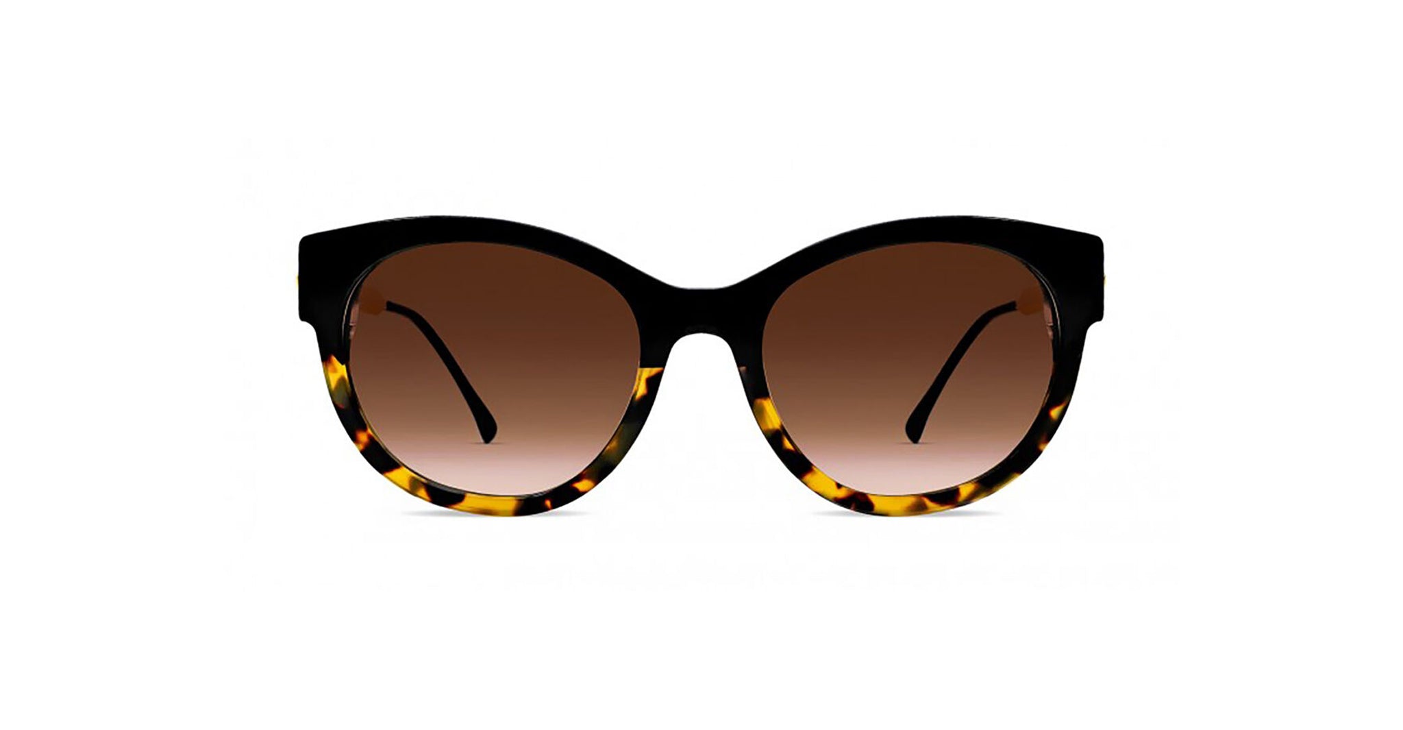 Front of Thierry Lasry Peachy Sunglass in Color Black and Tortoise