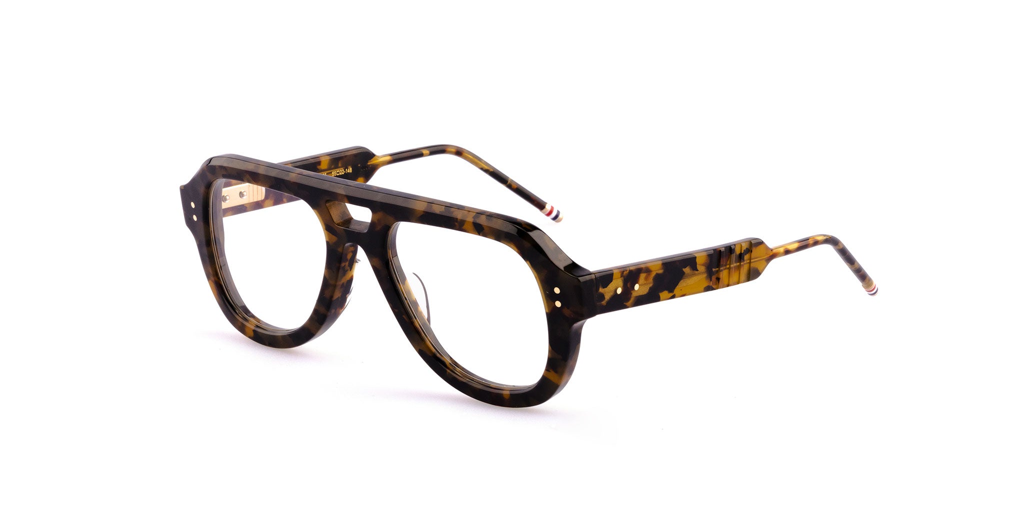Thom Browne 925 eyeglasses with thick round tortoiseshell frames, front view. Eyeglasses by Thom Browne.