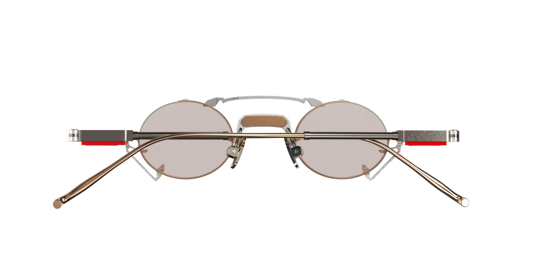 VOA Apollo 11 sunglasses by VOA, round tinted metal frames with UV protection, displayed front view.