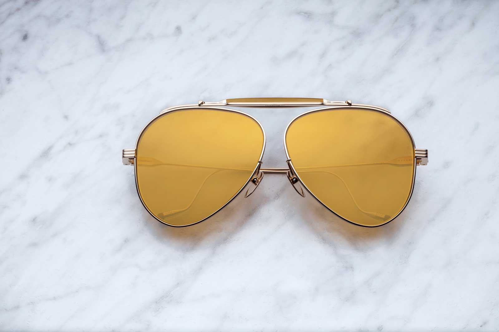 Jacques Marie Mage Geronimo Aviator style sunglasses in colorway Mandarin JMMGE-43