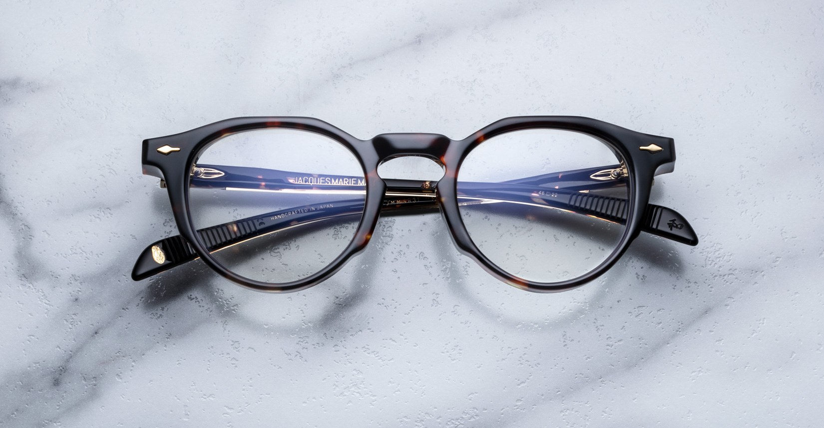 Jacques Marie Mage Sheridan in Dark Havana, rounded Boston lens shape acetate frame with keyhole bridge and arrowhead pins