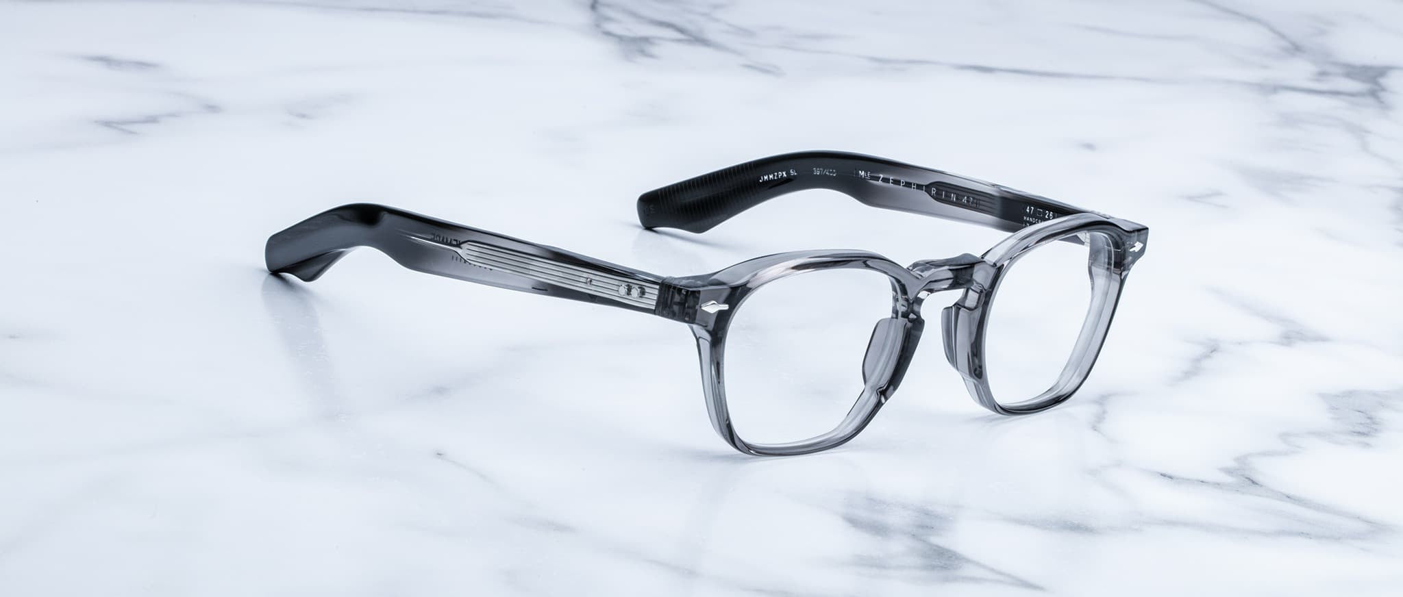 Jacques Marie Mage Zephirin 47 eyeglasses with black arms, front view, showing modern rectangular frame design.