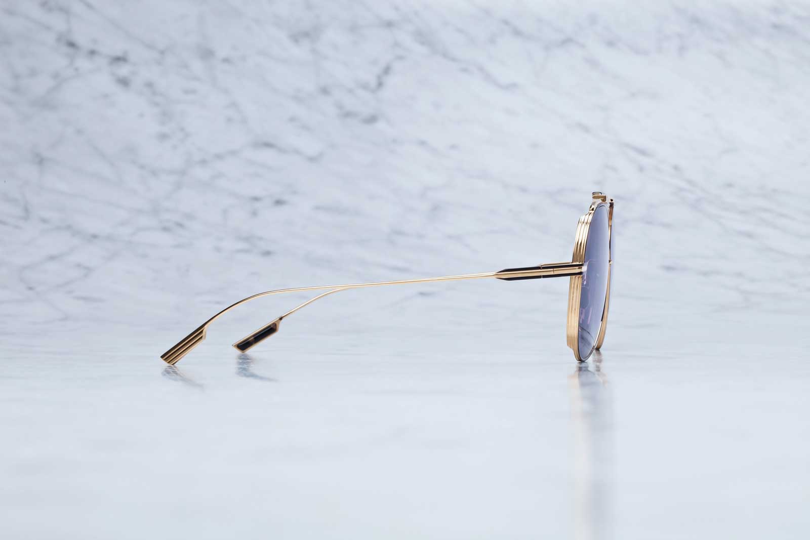 Side view of the Jacques Marie Mage Cochise aviator style sunglasses in colorway JPS