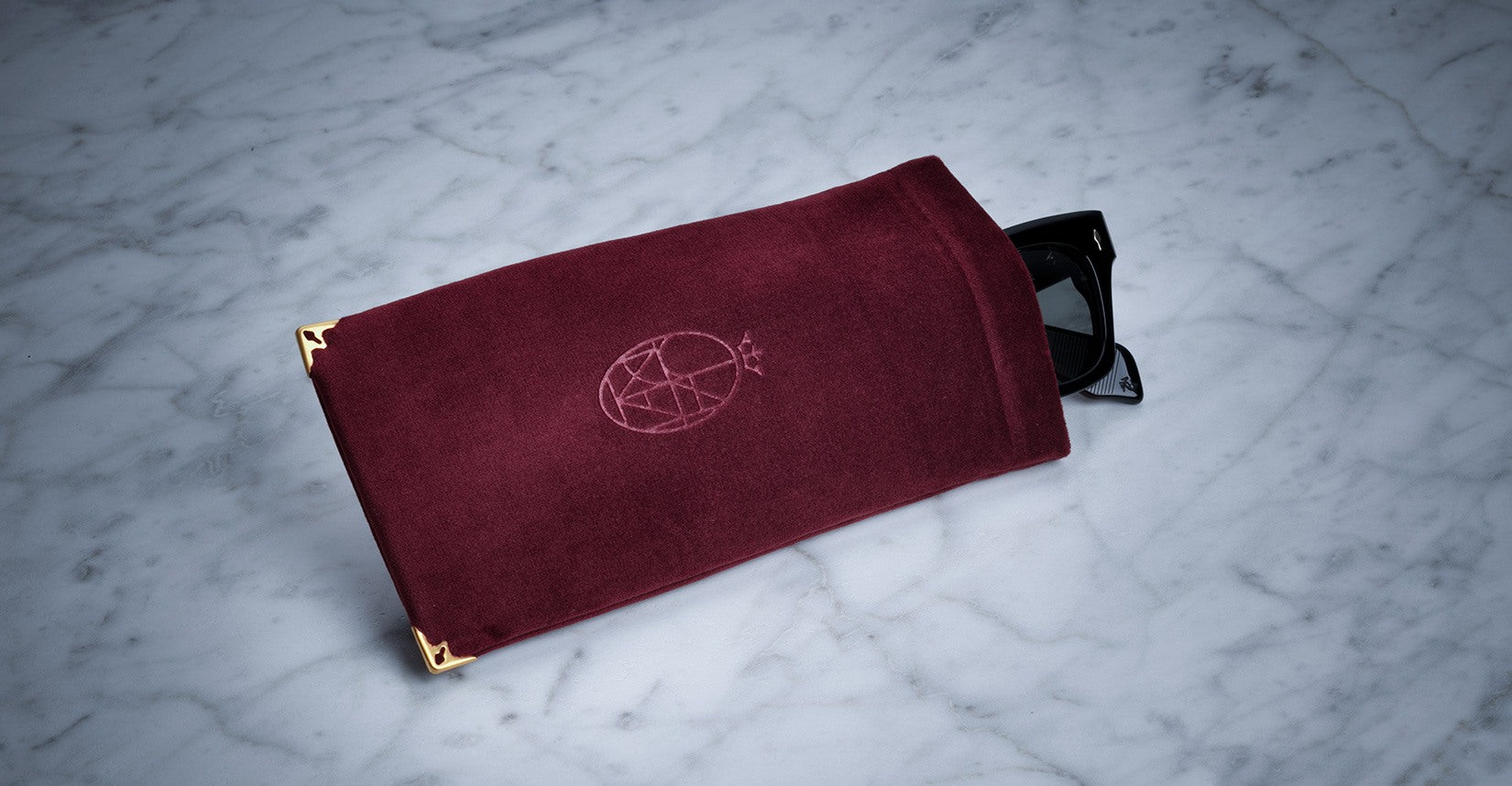 Jacques Marie Mage Soft Velvet Pouch in Burgundy JMM-ACCS-013