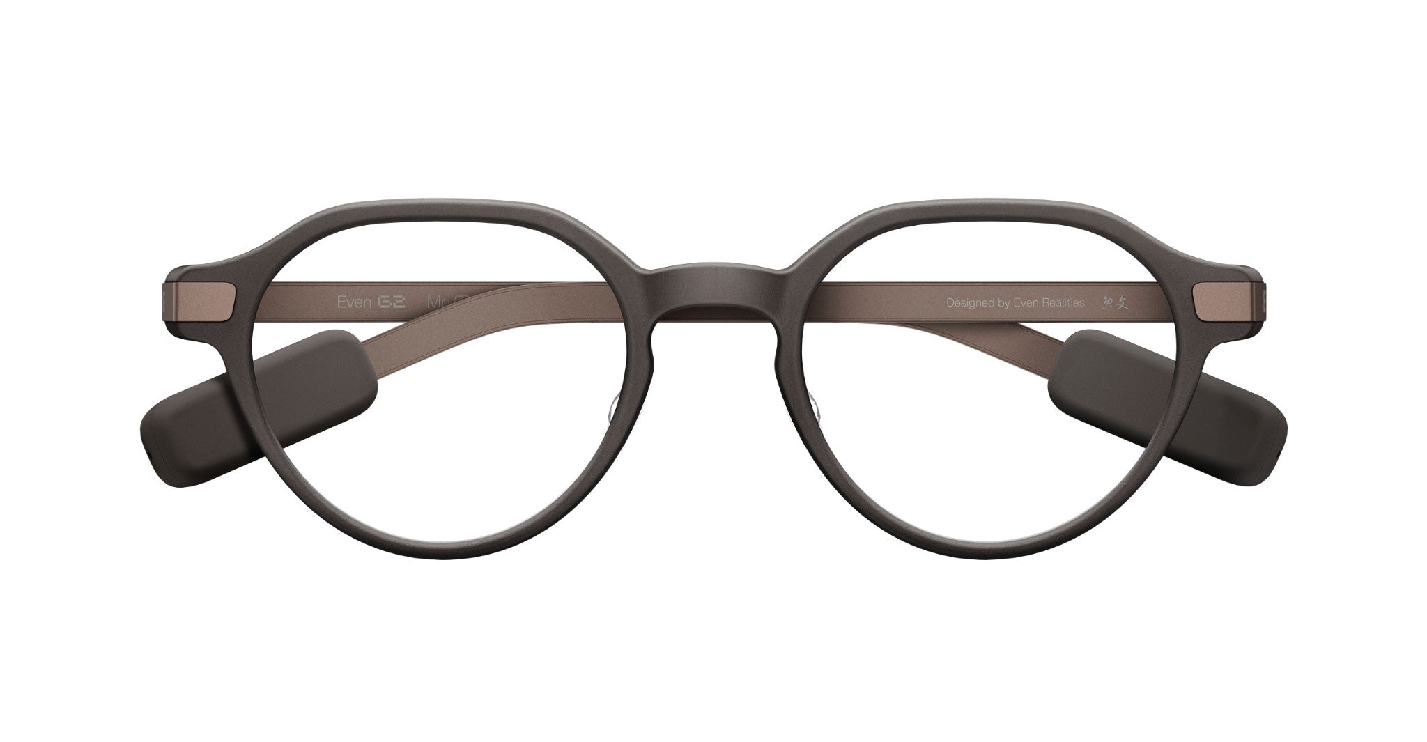 Even Realities G2 A Smart Glasses eyeglasses, round black thick frames with wide arms, front view.