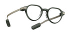 Even Realities G2 A Smart Glasses eyeglasses, round lenses, dark green frames, metal arms, rectangular temple accents, front view.