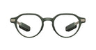 Even Realities G2 A Smart Glasses eyeglasses, round olive green frames with black nose pads, front view.