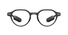 Even Realities G2 A smart eyeglasses with black round frames and built-in speakers, front view.